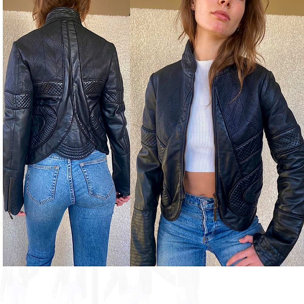 Gorgeous sexy Roberto Cavalli black leather jacket